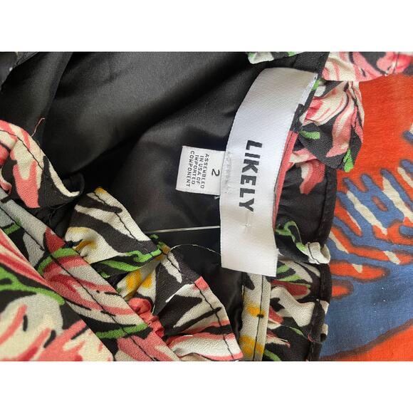 Likely Women's Charleigh Black Floral Smocked Side Ruffle Mini Dress • Size 2 - Picture 4 of 5